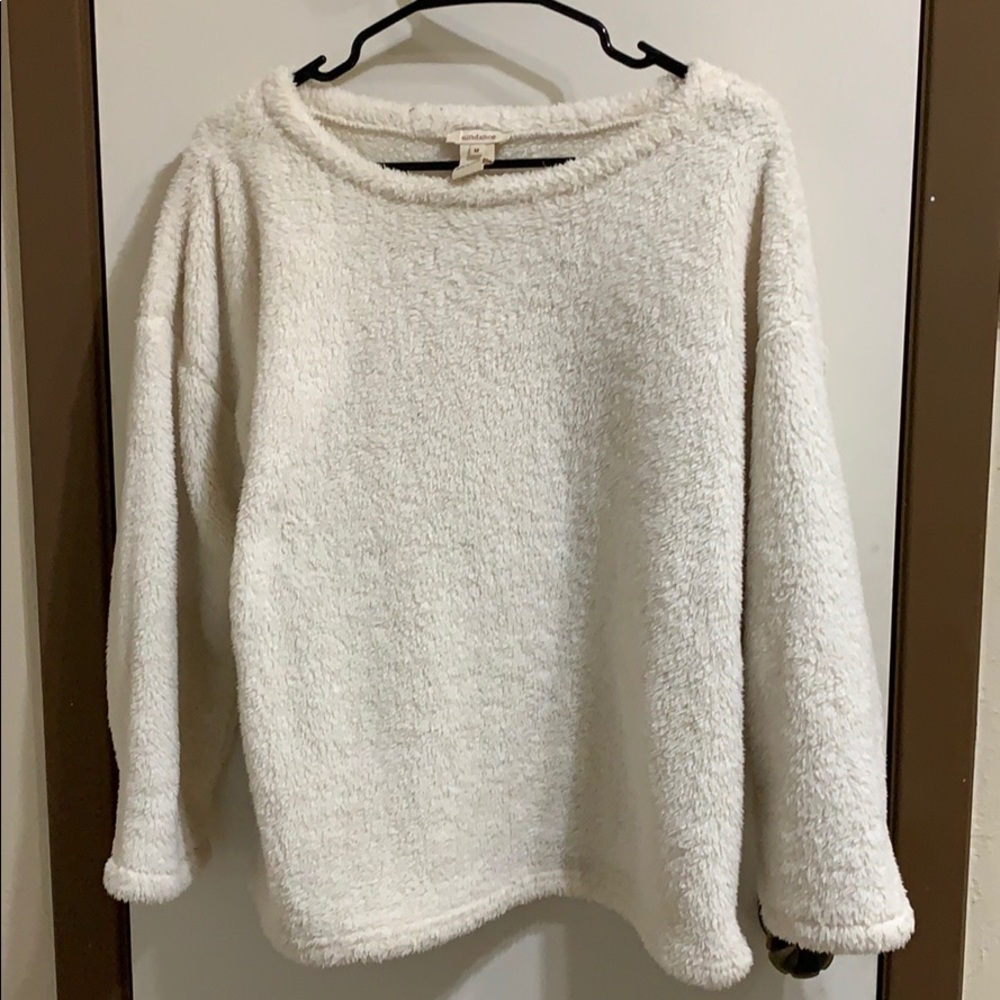 White teddy/Sherpa style sweater- Sundance- Medium